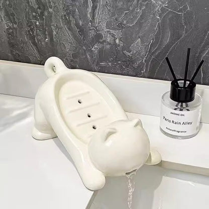 Pet Cat Drainage Bathroom Accessories Soap Anti Slip Dish