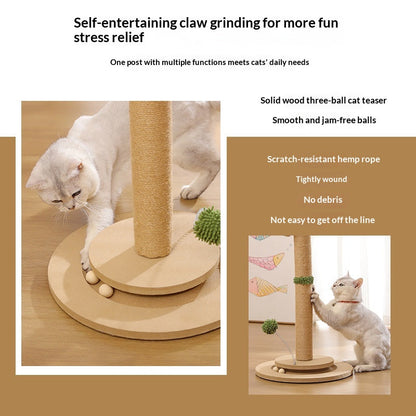 Cat Climbing Frame With Solid Wood Scratching Board, Durable Scratch-Resistant Cat Teaser Stick, Not Easy To Shed Debris, Cat Toy, Pet Supplies, Cross-Border Hot Seller