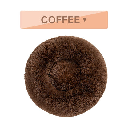 Fluffy Donut Calming Pet Bed — 16 Colors, Sizes S–XL