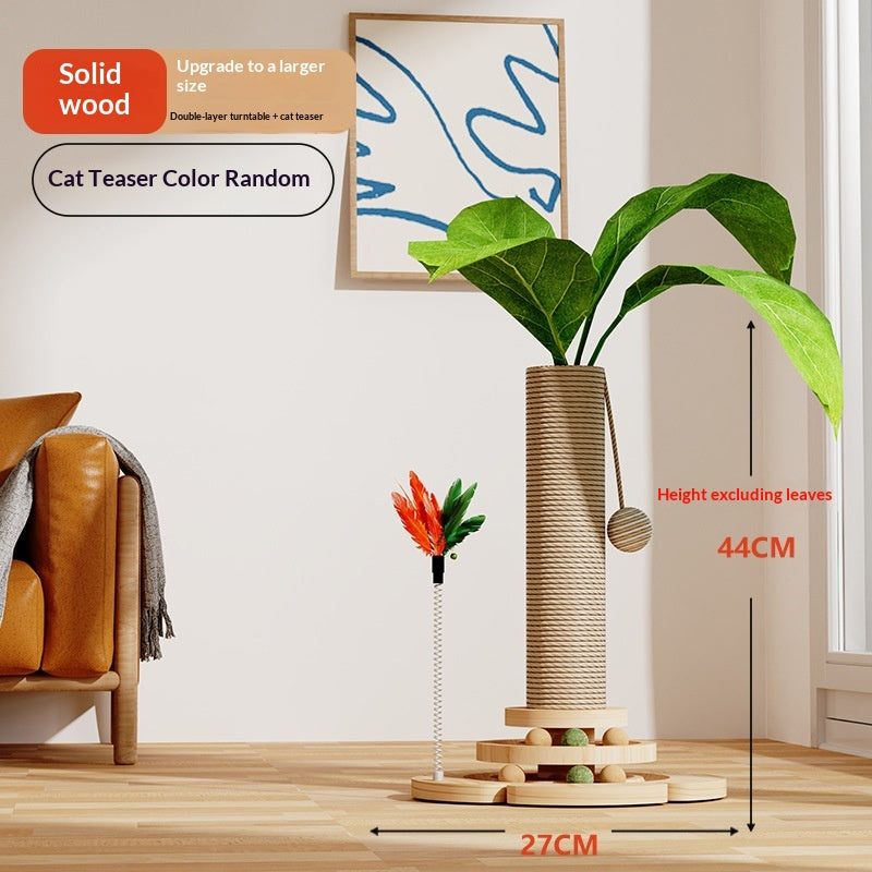 Cat Climbing Frame With Solid Wood Scratching Board, Durable Scratch-Resistant Cat Teaser Stick, Not Easy To Shed Debris, Cat Toy, Pet Supplies, Cross-Border Hot Seller
