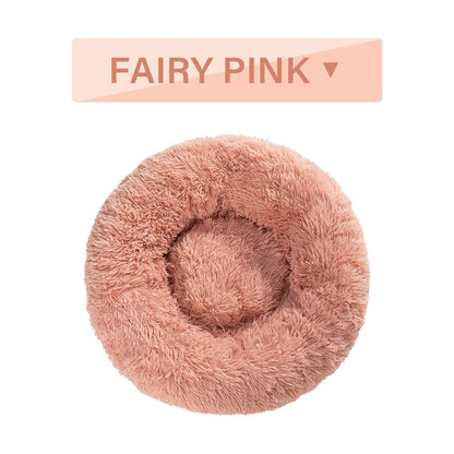 Fluffy Donut Calming Pet Bed — 16 Colors, Sizes S–XL